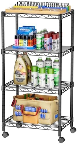 Small Wire 4 Adjustable Shelves Pantry Metal Shelf Floor Organizer by SINGAYE