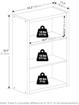 Furinno Viola Book Shelf, 3-Tier Bookshelf, Extra Thick Frame Bookcase - Image 3