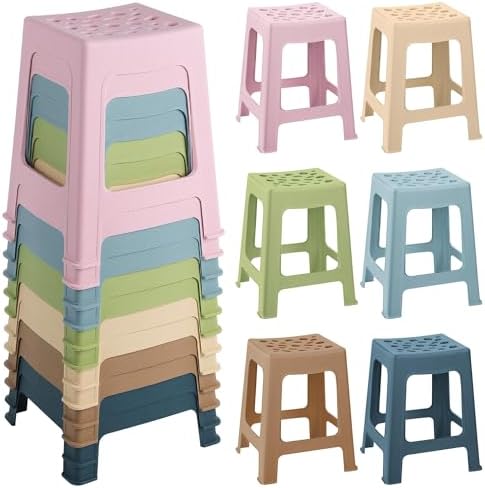 TURSTIN 12 Pack Plastic Stools 16.9 Inch Nesting Stools Bohemia 6 Color by TURSTIN