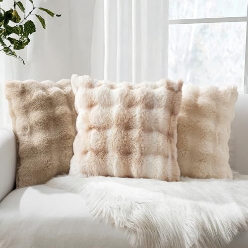 MIULEE Pack of 2 Faux Fur Fluffy Pillow Covers 18x18 Inch - Image 2