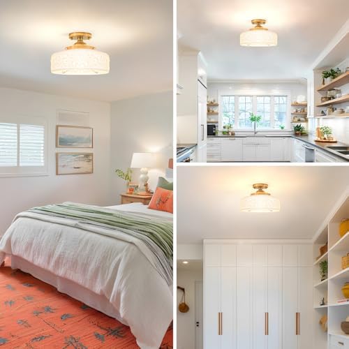 Gold Semi Flush Mount Ceiling Light - Image 4