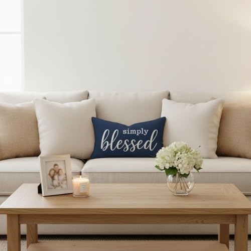 Decorative Lumbar Pillow Cover 12x20 Inch Simply Blessed - Image 2