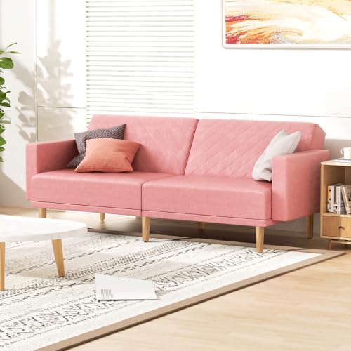 75 Inch Convertible Couch Sofa Bed, Reclining Futon Sleeper by Monibloom