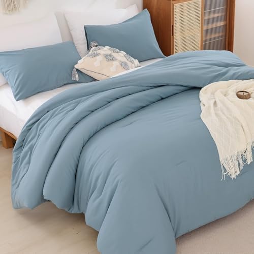 ROSGONIA Alaskan King Comforter, Dusty Blue, 136x120 Soft Bedding Quilt - Image 2