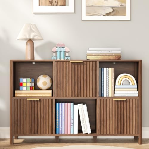 6 Cube Storage Organizer Fluted Bookcase - Image 5