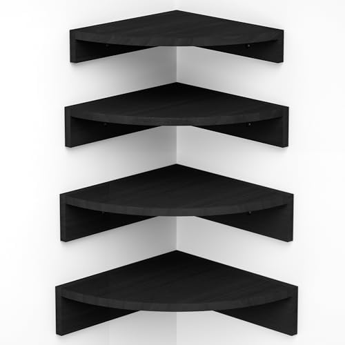 Wood Corner Floating Shelves Wall Mount 4-Pack by Alsonerbay
