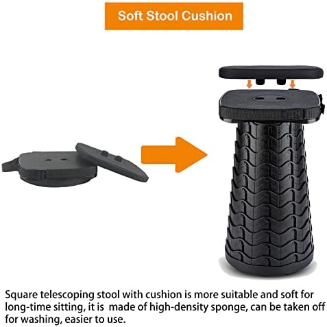 Collapsible Camping Stool with Seat Cushion & Nylon Bag, Square Portable - Image 5
