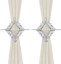 2 Pack Silver Rhombus Curtain Tiebacks, Square Drapery Holdbacks by Mewutal