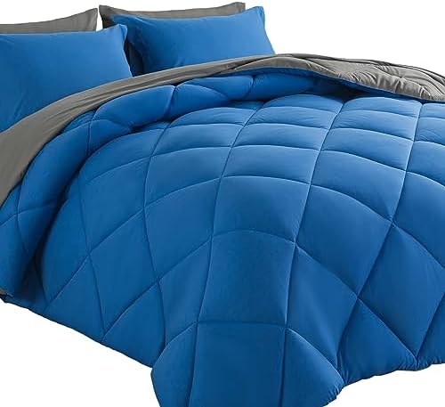 7pcs Reversible Comforter Set Queen Down Alternative Bedding Sets by COSYBAY