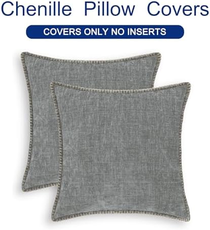 CaliTime Decorative Couch Throw Pillow Covers 24 X 24 Inches Medium Grey - Image 6