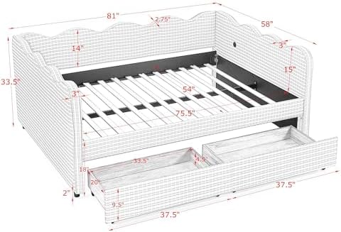KEIKI Full Size Upholstery Gingham Daybed - Image 2
