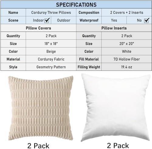 2 Pack Corduroy Decorative Throw Pillow - Image 2