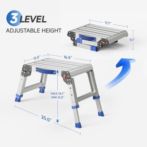 Loyoda Folding Step Stool for Adults, Portable Aluminum Work Platform 440lb - Image 4