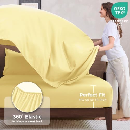 HEVUMYI 7-Piece Queen Comforter Set, Cream Yellow Bed in a Bag - Image 5