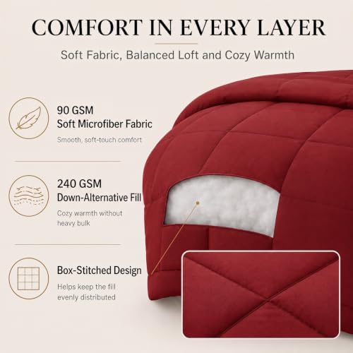 CozyLux Full Size Comforter Sets Dark Red - Image 3