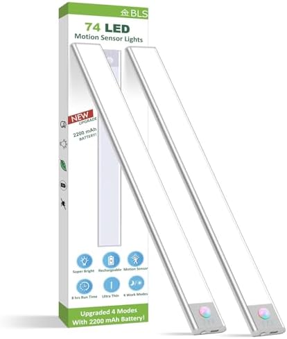 BLS Under Cabinet Lights, 74 LED lights Battery Operated Motion Sensor Light by BLS
