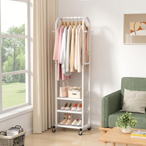 Portable Clothes Rack with Wheels, Space Saving Metal Clothing Rack - Image 5