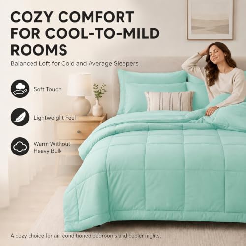 CozyLux Full Size Comforter Sets Mint Green - Image 4