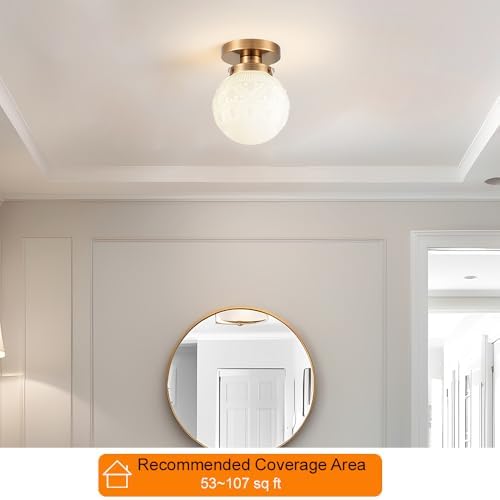 Semi Flush Mount Ceiling Light, Modern Globe Milk Glass Ceiling Light Fixture - Image 2