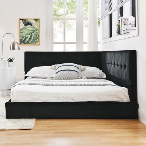 RuiSiSi Full Size Upholstered Floor Daybed, Velvet Corner Bed Frame - Image 4