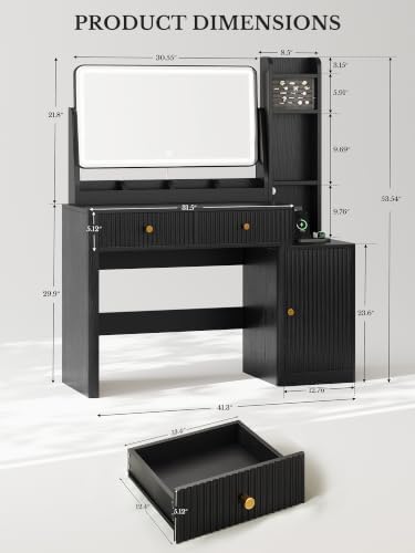 Memobarco 43.3" Fluted Makeup Vanity Desk - Image 2
