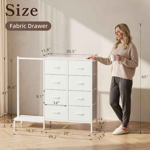 HIGDBFE Dresser with Hanging Rack with 8 Drawers - Image 2