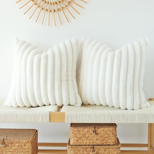 JOJUSIS Faux Fur Plush Throw Pillow Covers, 16 x 16-Inch by JOJUSIS