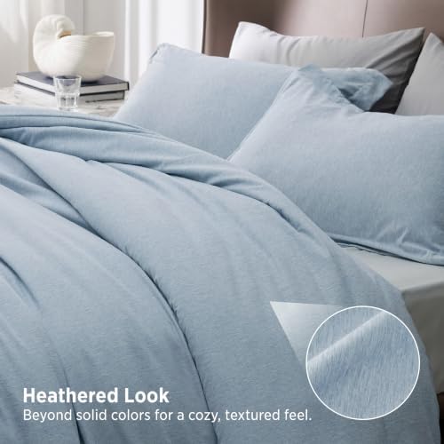 Bedsure Light Blue Full Size Comforter Set, Cationic Dyed Bed Set 3 Pcs - Image 3