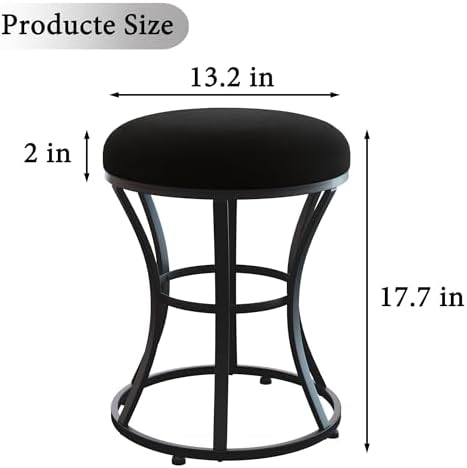 Vanity Chair, Small Velvet Vanity Stool & Ottoman Bench - Image 3