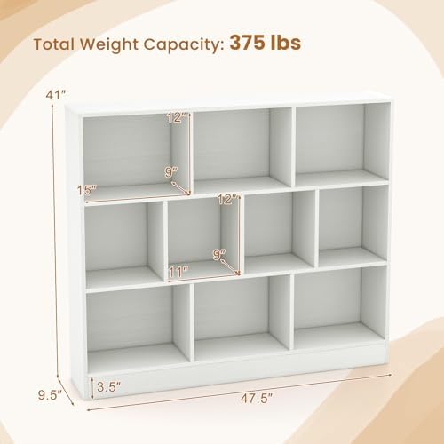 GIANTEX 10 Cube Bookcase, 4-Tier Freestanding Bookshelf w/ 10 Open Compartments - Image 2