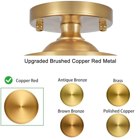 Gold Semi Flush Mount Ceiling Light, 3-Light Close to Ceiling Light - Image 7