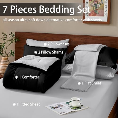 FUANNA Queen Comforter Set 7 Pieces, Reversible Bed Set, Soft Bed in a Bag - Image 5