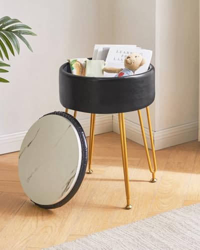 IBUYKE Faux Leather Round Footrest Stool - Image 2