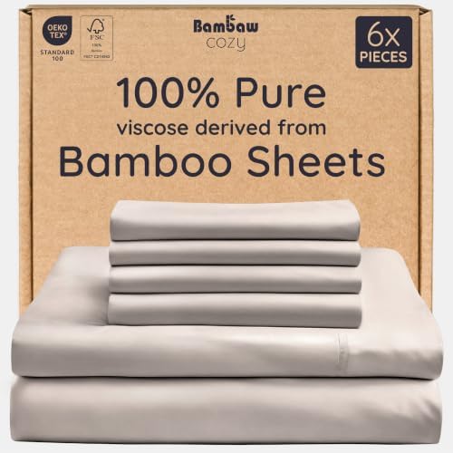 Bambaw 100% Viscose Derived from Bamboo Sheets Queen Size Set – 6pcs Cooling by Bambaw