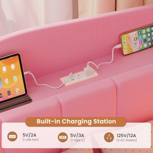 Twin Corner Bed Frame with 6 Storage Drawers, LED Lights, Charging Station - Image 3
