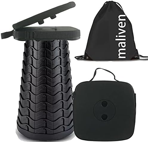 Collapsible Camping Stool with Seat Cushion & Nylon Bag, Square Portable by Maliven