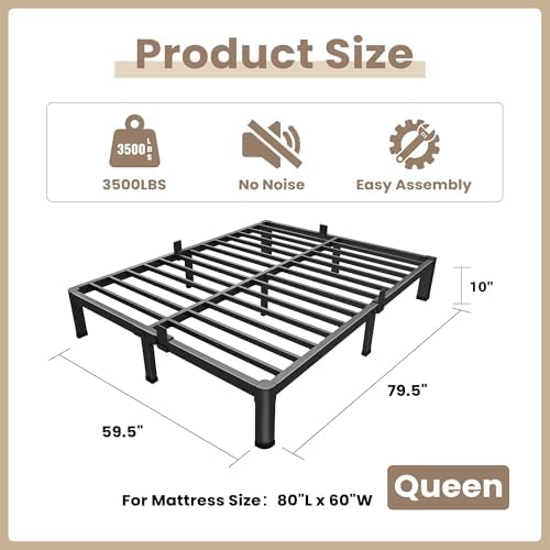 10 Inch Queen Bed Frame with Rounded Corner & 4 Mattress Baffles - Image 2
