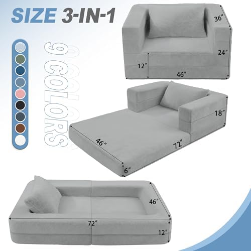 Futon Sofa Bed with Pillow, 3-in-1 Sleeper Sofa Bed with Removable Cover - Image 3