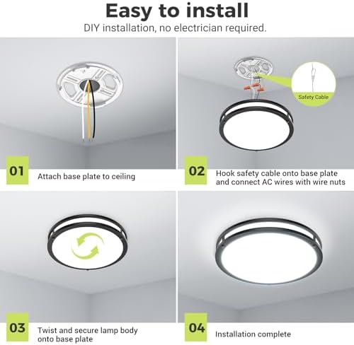 hepside 13inch Flush Mount Ceiling Light Fixture 2 Pack, Dimmable & 5 Color - Image 2