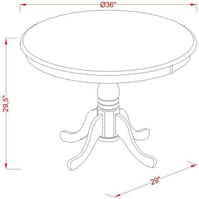 East West Furniture AMPF3-BCH-C 3 Piece Dining Table Set for Small Spaces Contains a Round Kitchen Table with Pedestal and 2 Linen Fabric Upholstered Chairs, 36x36 Inch, Black & Cherry