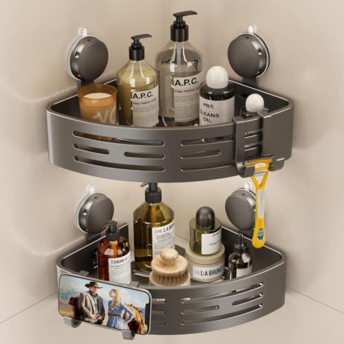VOLPONE Corner Shower Caddy Suction Cup Shower Shelf Corner No Drilling by VOLPONE