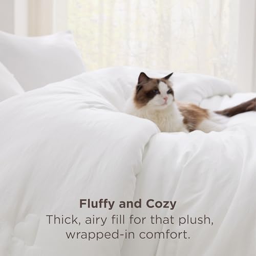 Bedsure King Size Comforter Set White, Soft Prewashed Down Alternative 3Pcs - Image 3