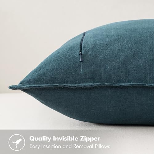 MIULEE Decorative Linen Euro Sham Pillow Covers 26x26 Blue - Image 3