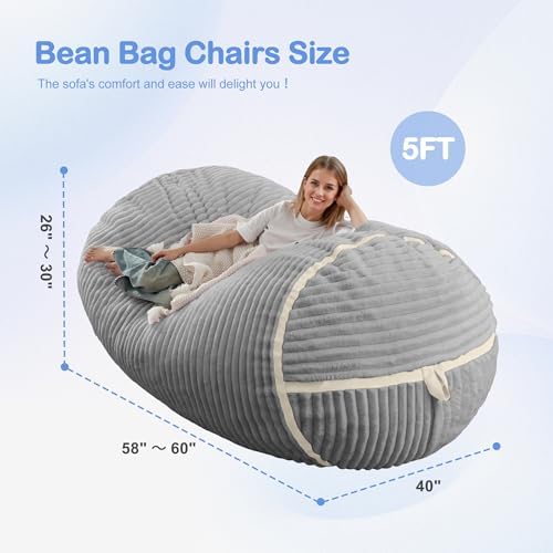 5FT Bean Bag Chair 5'Giant Bean Bag Chairs - Image 2