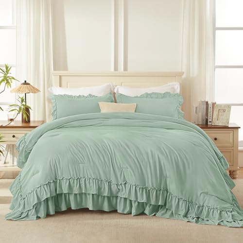 Andency Sage Twin Size Ruffle Comforter Set, 2 Pieces - Image 4