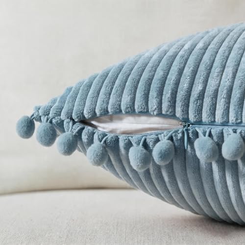 Fancy Homi Set of 2 Light Blue Decorative Throw Pillow Covers 22x22 Inch - Image 3
