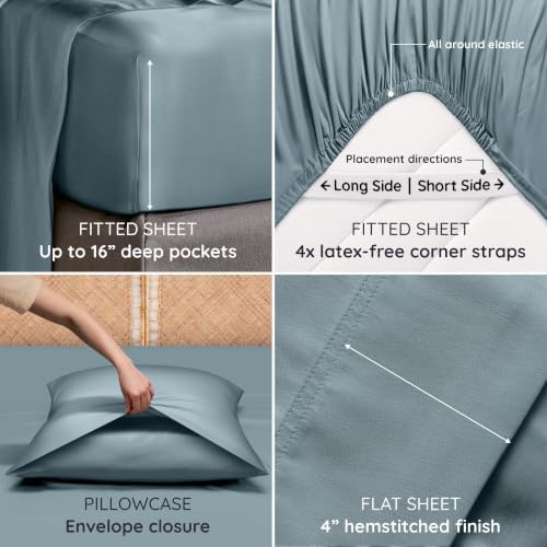 Bambaw King Sheet Set 6pcs – 100% Viscose Derived from Bamboo Sheets King Deep - Image 5