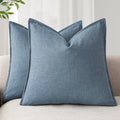 Foindtower Linen Solid Decorative Throw Pillow Covers 24x24 Inch Misty Blue by Foindtower