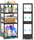 Expandable Slim Storage Shelf, 4 Tier Metal Shelving Unit by DAOUTIME