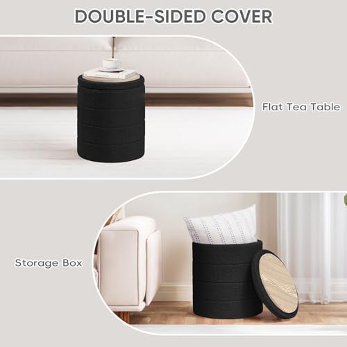 Compact Round Folding Storage Ottoman - Image 4